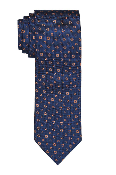 Темно-синий галстук с мелким узором для мужчин бренда Meucci (Италия), арт. 89102/1 - фото. Цвет: Темно-синий с орнаментом. Купить в интернет-магазине https://shop.meucci.ru
