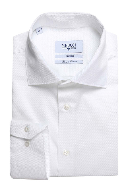 Модная мужская рубашка арт. SL 90102 R 10162/141147 от Meucci (Италия) - фото. Цвет: Белый, микродизайн. Купить в интернет-магазине https://shop.meucci.ru

