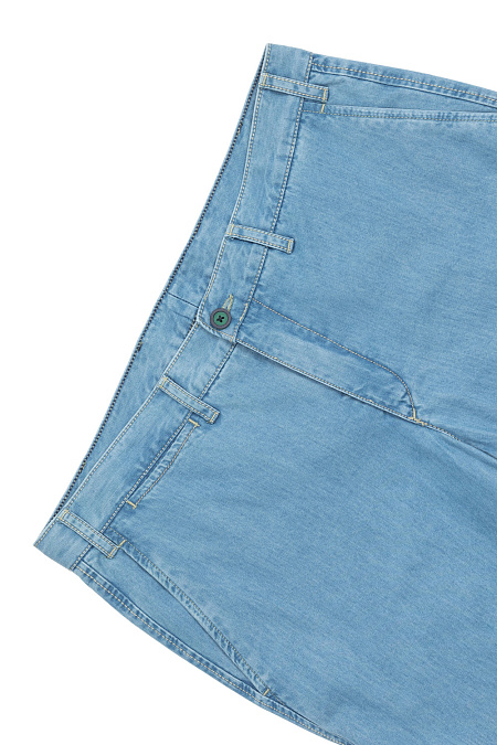 Мужские брендовые брюки из ткани имитирующей джинсу арт. 1350/01532/500 Meucci (Италия) - фото. Цвет: Светло-синий. Купить в интернет-магазине https://shop.meucci.ru
