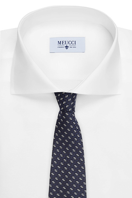 Черно-синий галстук с мелким орнаментом для мужчин бренда Meucci (Италия), арт. J1454/1 - фото. Цвет: Темно-синий. Купить в интернет-магазине https://shop.meucci.ru
