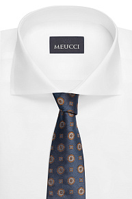 Темно-синий галстук из шелка с цветным орнаментом (EKM212202-45)