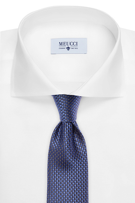 Шелковый галстук с узором для мужчин бренда Meucci (Италия), арт. 8090/1 - фото. Цвет: Синий с микроузором. Купить в интернет-магазине https://shop.meucci.ru
