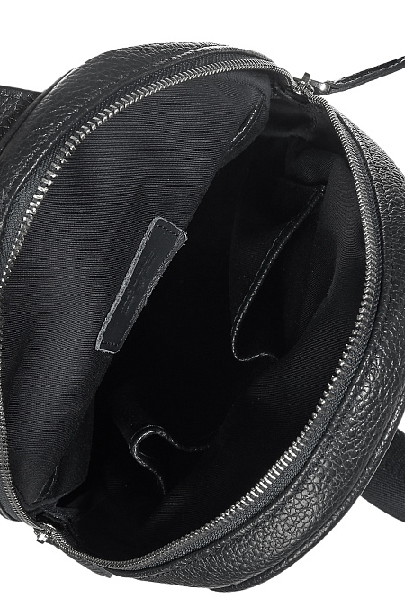 Сумка-слинг черного цвета с ремнем через плечо для мужчин бренда Meucci (Италия), арт. О-78188 Black - фото. Цвет: Черный. Купить в интернет-магазине https://shop.meucci.ru
