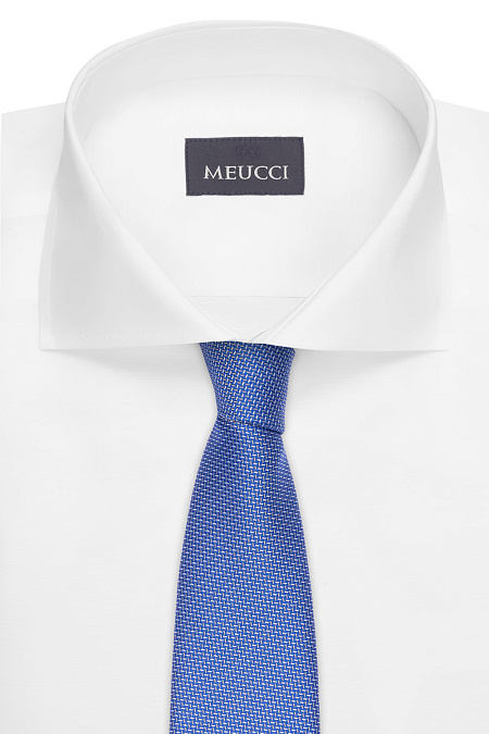 Синий галстук с орнаментом для мужчин бренда Meucci (Италия), арт. 03202006-61 - фото. Цвет: Синий с орнаментом. Купить в интернет-магазине https://shop.meucci.ru
