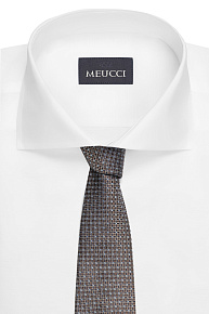 Коричневый галстук из шелка с цветным орнаментом (EKM212202-11)
