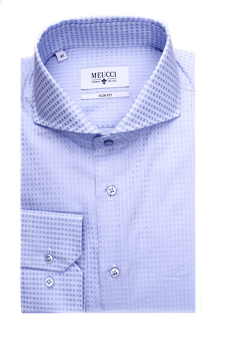 Модная мужская приталенная рубашка из хлопка арт. SL 9306102 RL12162/151239 от Meucci (Италия) - фото. Цвет: Сиреневый. Купить в интернет-магазине https://shop.meucci.ru

