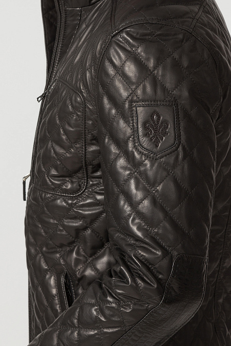 Стеганая кожаная куртка черного цвета для мужчин бренда Meucci (Италия), арт. 7797 - фото. Цвет: Чёрный. Купить в интернет-магазине https://shop.meucci.ru
