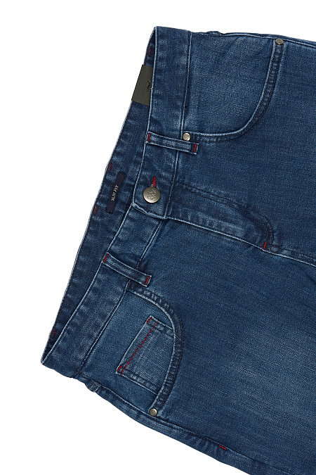Мужские брендовые джинсы синие зауженные книзу арт. CLDBM 2201 SL Meucci (Италия) - фото. Цвет: Синий. Купить в интернет-магазине https://shop.meucci.ru
