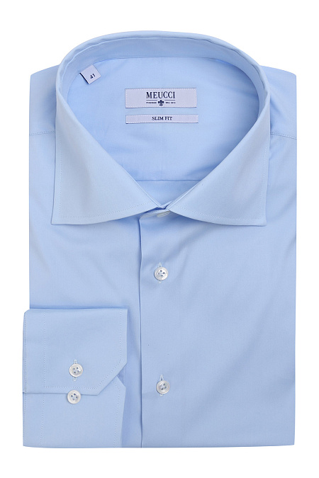 Модная мужская приталенная классическая рубашка арт. SL 90202 RL 22271/151574 от Meucci (Италия) - фото. Цвет: Голубой.

