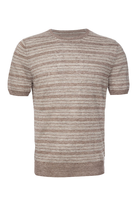 Льняная футболка в полоску для мужчин бренда Meucci (Италия), арт. 57185/24803/001 - фото. Цвет: Коричневый. Купить в интернет-магазине https://shop.meucci.ru
