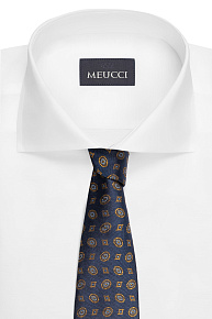Темно-синий галстук из шелка с цветным орнаментом (EKM212202-35)