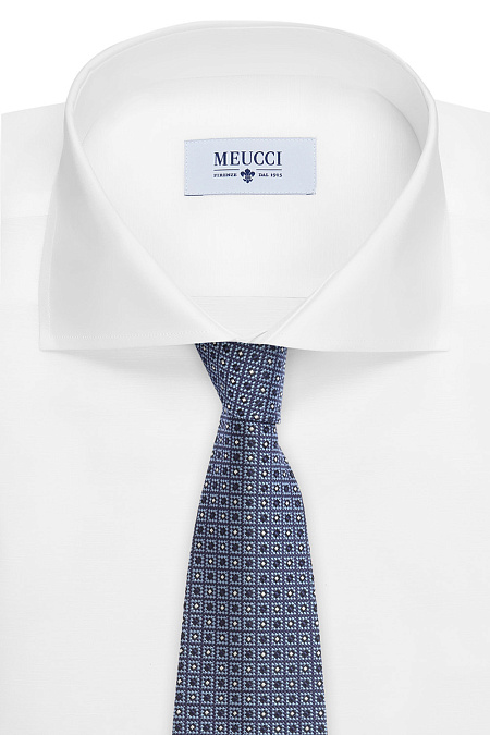 Синий галстук с мелким орнаментом для мужчин бренда Meucci (Италия), арт. J1450/1 - фото. Цвет: Синий/голубой. Купить в интернет-магазине https://shop.meucci.ru
