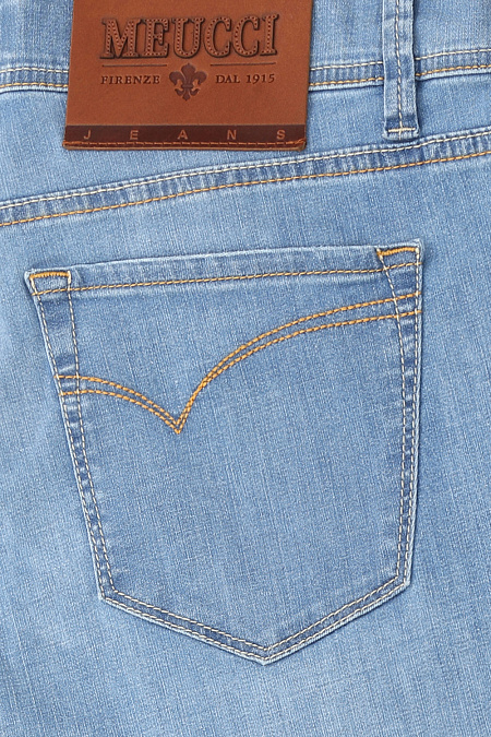 Мужские брендовые джинсы (regular fit) арт. ABMS66/7777_REG Meucci (Италия) - фото. Цвет: Голубой. Купить в интернет-магазине https://shop.meucci.ru
