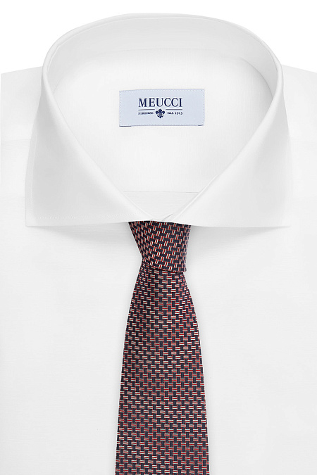 Черный галстук с мелким орнаментом для мужчин бренда Meucci (Италия), арт. J1424/2 - фото. Цвет: Черный/красный. Купить в интернет-магазине https://shop.meucci.ru
