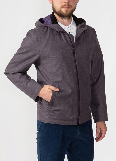 Ветровка фиолетового цвета с капюшоном для мужчин бренда Meucci (Италия), арт. 11152 - фото. Цвет: Фиолетовый. Купить в интернет-магазине https://shop.meucci.ru

