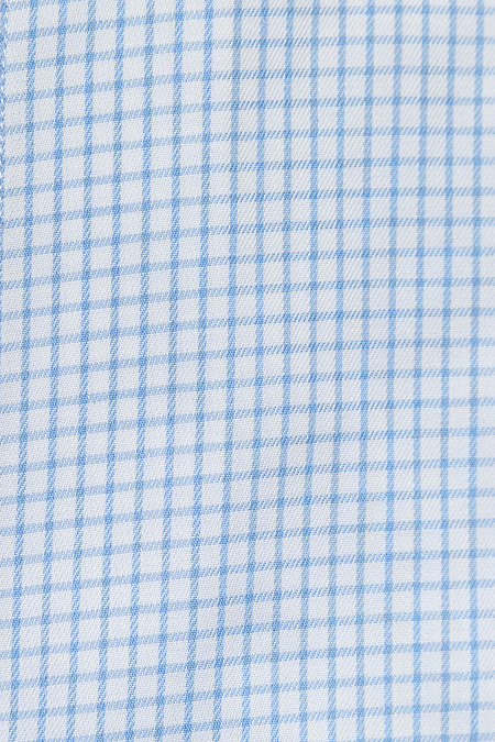 Модная мужская рубашка белого цвета в клетку арт. SL 9020 RL CEL 0291/182066 от Meucci (Италия) - фото. Цвет: Белый, голубая клетка. Купить в интернет-магазине https://shop.meucci.ru

