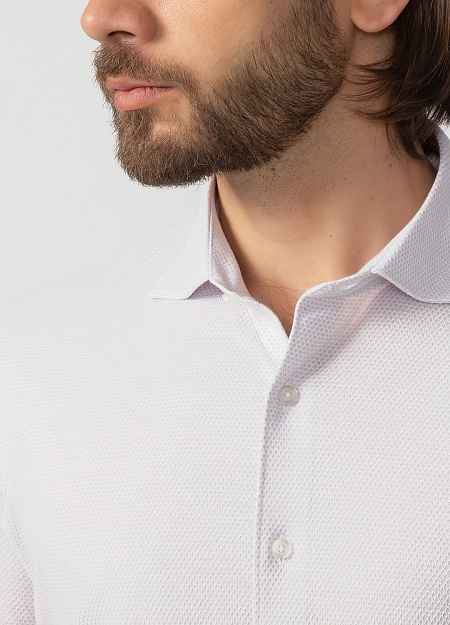 Модная мужская рубашка с длинными рукавами из хлопка арт. 60120/66499/010 от Meucci (Италия) - фото. Цвет: Белый, микродизайн. Купить в интернет-магазине https://shop.meucci.ru

