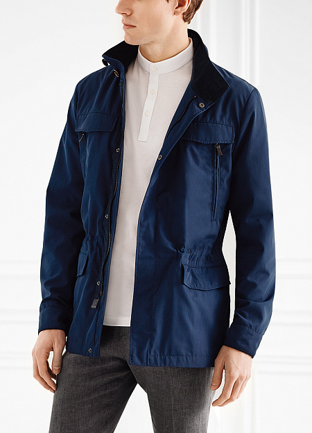 Синяя куртка в стиле smart casual для мужчин бренда Meucci (Италия), арт. 2070 - фото. Цвет: Синий. Купить в интернет-магазине https://shop.meucci.ru
