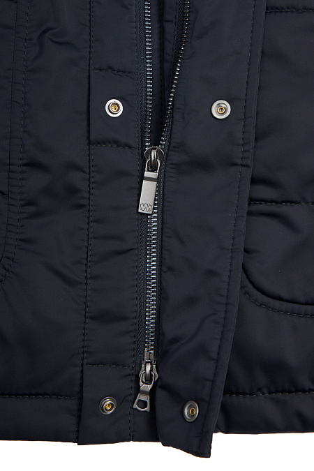 Утепленная стеганая куртка средней длины с капюшоном  для мужчин бренда Meucci (Италия), арт. 5257 - фото. Цвет: Тёмно-синий. Купить в интернет-магазине https://shop.meucci.ru
