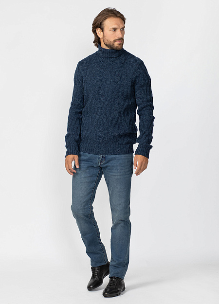 Шерстяной вязаный свитер тёмно-синий  для мужчин бренда Meucci (Италия), арт. 13166/22622/858 - фото. Цвет: Тёмно-синий. Купить в интернет-магазине https://shop.meucci.ru
