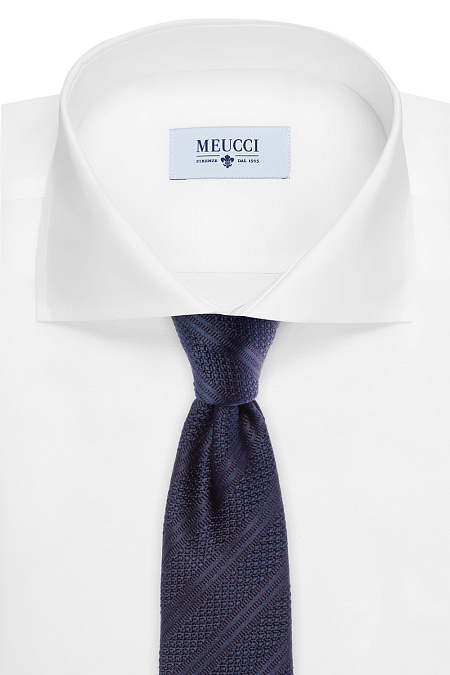 Шелковый галстук с фактурой для мужчин бренда Meucci (Италия), арт. 8184/1 - фото. Цвет: Синий. Купить в интернет-магазине https://shop.meucci.ru
