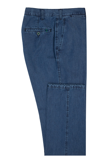 Мужские брендовые брюки из ткани имитирующей джинсу арт. 1350/01532/501 Meucci (Италия) - фото. Цвет: Синий. Купить в интернет-магазине https://shop.meucci.ru
