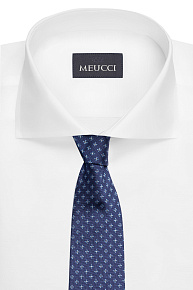 Шелковый галстук синего цвета с орнаментом (EKM212202-21)