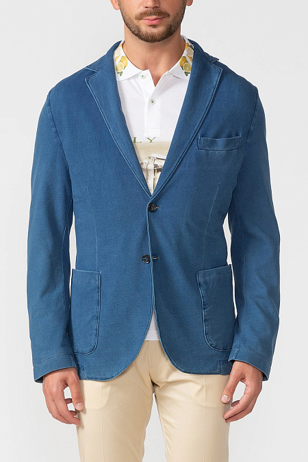 Трикотажный пиджак синего цвета для мужчин бренда Meucci (Италия), арт. 1552100/1 - фото. Цвет: Синий. Купить в интернет-магазине https://shop.meucci.ru
