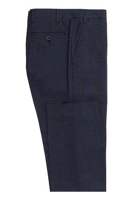 Мужские брендовые брюки полушерстяные тёмно-синие  арт. 1065/02225/203 Meucci (Италия) - фото. Цвет: Тёмно-синий. Купить в интернет-магазине https://shop.meucci.ru
