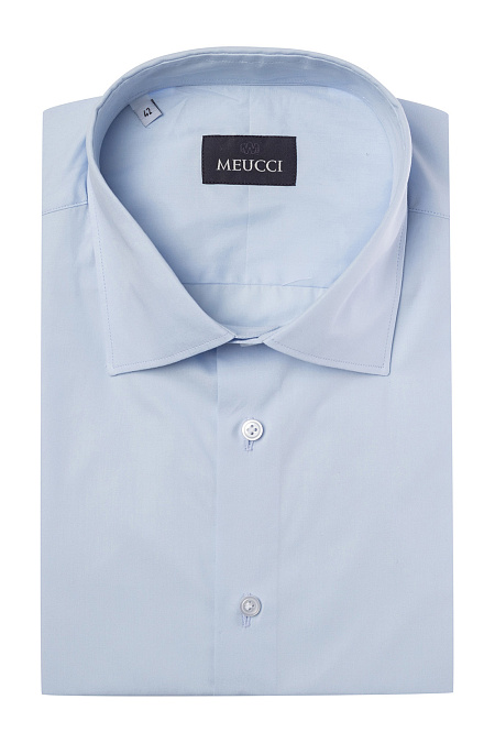 Модная мужская рубашка светло-синяя с коротким рукавом арт. SL 90202 R BAS 4191/141936K от Meucci (Италия) - фото. Цвет: Светло-синий, гладь. Купить в интернет-магазине https://shop.meucci.ru

