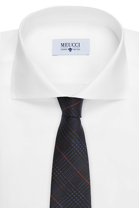 Галстук в крупную клетку для мужчин бренда Meucci (Италия), арт. SE075/1 - фото. Цвет: Черный. Купить в интернет-магазине https://shop.meucci.ru
