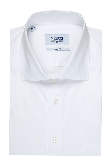 Модная мужская рубашка белого цвета с короткими рукавами арт. SL 90100 R 10262/141145 Короткий рукав от Meucci (Италия) - фото. Цвет: Белый. Купить в интернет-магазине https://shop.meucci.ru

