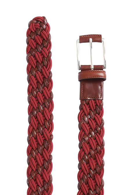 Бордовый ремень с плетением для мужчин бренда Meucci (Италия), арт. 70454/3 - фото. Цвет: Бордовый/ коричневый . Купить в интернет-магазине https://shop.meucci.ru
