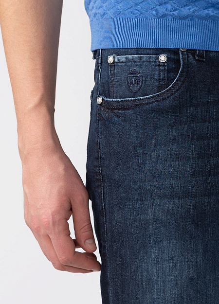 Мужские брендовые темно-синие джинсы арт. T122 TRZ/W920 Meucci (Италия) - фото. Цвет: Синий. Купить в интернет-магазине https://shop.meucci.ru
