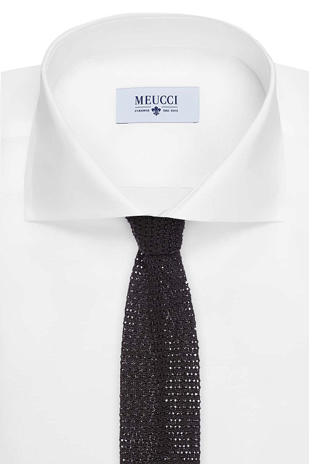 Вязаный черный галстук для мужчин бренда Meucci (Италия), арт. 1295/22 - фото. Цвет: Черный. Купить в интернет-магазине https://shop.meucci.ru
