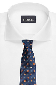Темно-синий галстук из шелка с цветным орнаментом (EKM212202-20)