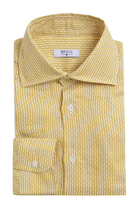 Модная мужская рубашка горчичного цвета из льна арт. MS18146 от Meucci (Италия) - фото. Цвет: Горчичный. Купить в интернет-магазине https://shop.meucci.ru

