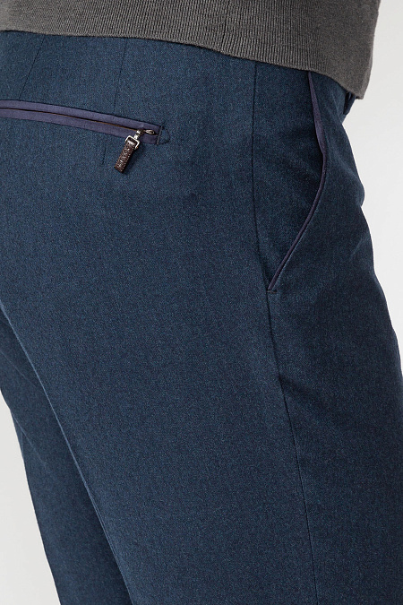 Мужские брендовые темно-синие брюки из шерсти арт. RD1054 BLUETTE Meucci (Италия) - фото. Цвет: Синий, гладь. Купить в интернет-магазине https://shop.meucci.ru
