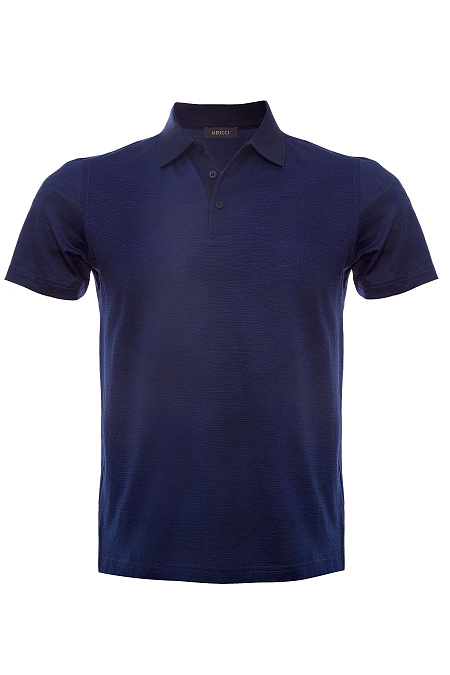 Поло темно-синее из хлопка  для мужчин бренда Meucci (Италия), арт. 4020 DW Blue - фото. Цвет: Темно-синий. Купить в интернет-магазине https://shop.meucci.ru
