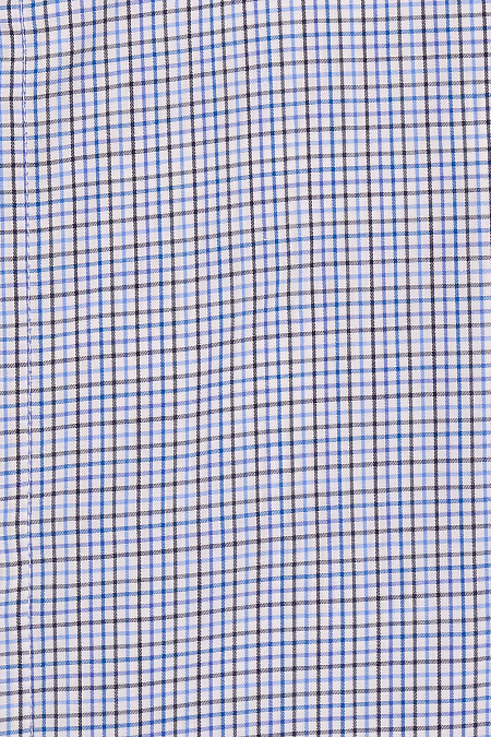 Модная мужская рубашка с длинным рукавом в сине-коричневую клетку  арт. SL 0191200714 R CEL/220223 от Meucci (Италия) - фото. Цвет: Белый в сине-коричневую клетку. Купить в интернет-магазине https://shop.meucci.ru


