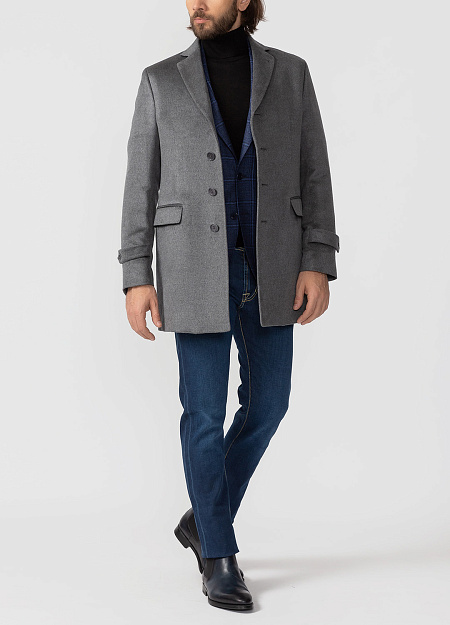 Шелковое пальто для мужчин бренда Meucci (Италия), арт. R 2134/14 - фото. Цвет: Серый. Купить в интернет-магазине https://shop.meucci.ru
