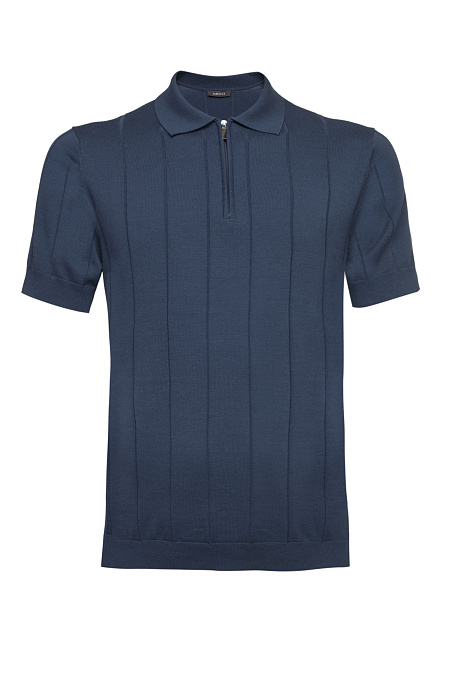 Поло из смеси хлопка, шелка и льна темно-синего цвета  для мужчин бренда Meucci (Италия), арт. MEU-2616/DQSS542 - фото. Цвет: Темно-синий. Купить в интернет-магазине https://shop.meucci.ru
