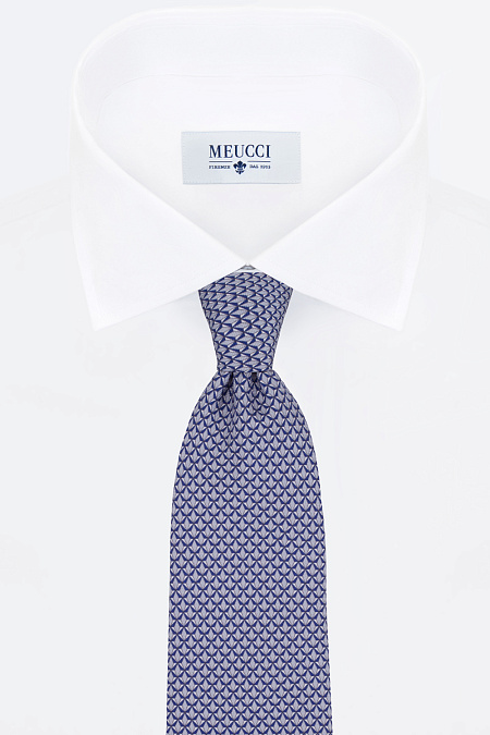 Синий галстук с микроузором для мужчин бренда Meucci (Италия), арт. 7306/2 - фото. Цвет: Синий/Серый. Купить в интернет-магазине https://shop.meucci.ru
