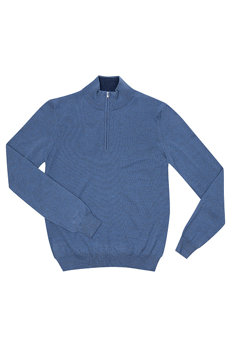 Шерстяной джемпер синего цвета с молнией на горловине  для мужчин бренда Meucci (Италия), арт. 407LC20/56289 - фото. Цвет: Синий. Купить в интернет-магазине https://shop.meucci.ru
