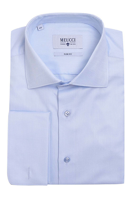 Модная мужская рубашка голубого цвета под запонки арт. SL 90104 R 12171/141297Z от Meucci (Италия) - фото. Цвет: Голубой. Купить в интернет-магазине https://shop.meucci.ru

