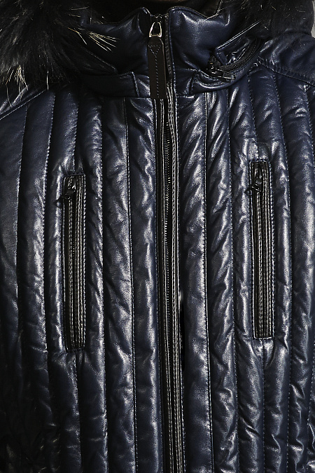 Пуховик кожаный темно-синего цвета для мужчин бренда Meucci (Италия), арт. 7296 - фото. Цвет: Navy. Купить в интернет-магазине https://shop.meucci.ru
