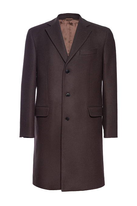 Пальто коричневое из шерсти с кашемиром  для мужчин бренда Meucci (Италия), арт. MI 5300191/11901 - фото. Цвет: темно-коричневый. Купить в интернет-магазине https://shop.meucci.ru
