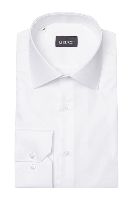 Модная мужская белая рубашка с длинным рукавом арт. SL 902020 R BAS 0191/182047 от Meucci (Италия) - фото. Цвет: Белый. Купить в интернет-магазине https://shop.meucci.ru

