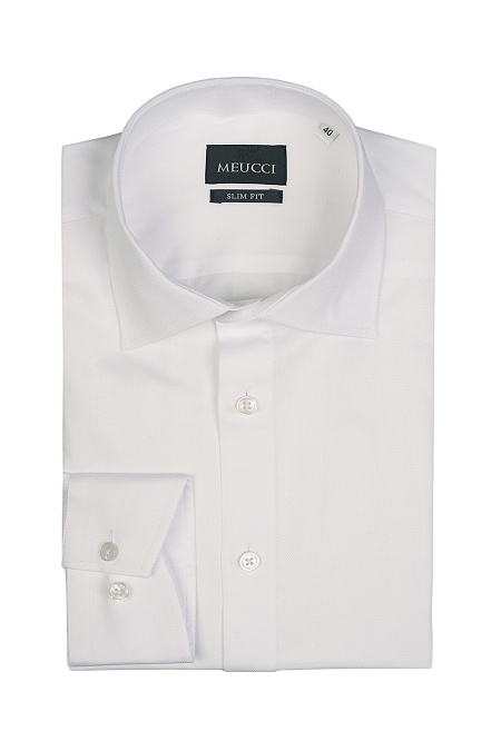 Модная мужская рубашка белая с длинным рукавом  арт. SL 0191200714 RL BAS/220207 от Meucci (Италия) - фото. Цвет: Белый. Купить в интернет-магазине https://shop.meucci.ru

