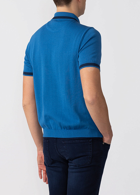 Синее поло на пуговицах для мужчин бренда Meucci (Италия), арт. 1436/00807/308108 - фото. Цвет: Синий. Купить в интернет-магазине https://shop.meucci.ru
